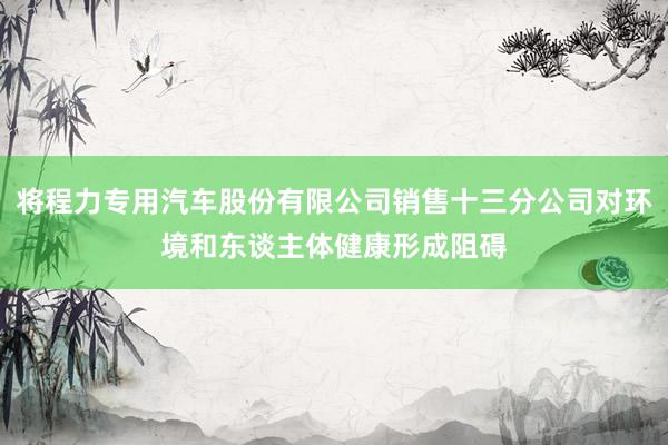 将程力专用汽车股份有限公司销售十三分公司对环境和东谈主体健康形成阻碍